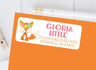 Floral woodland fox address labels with fox illustration