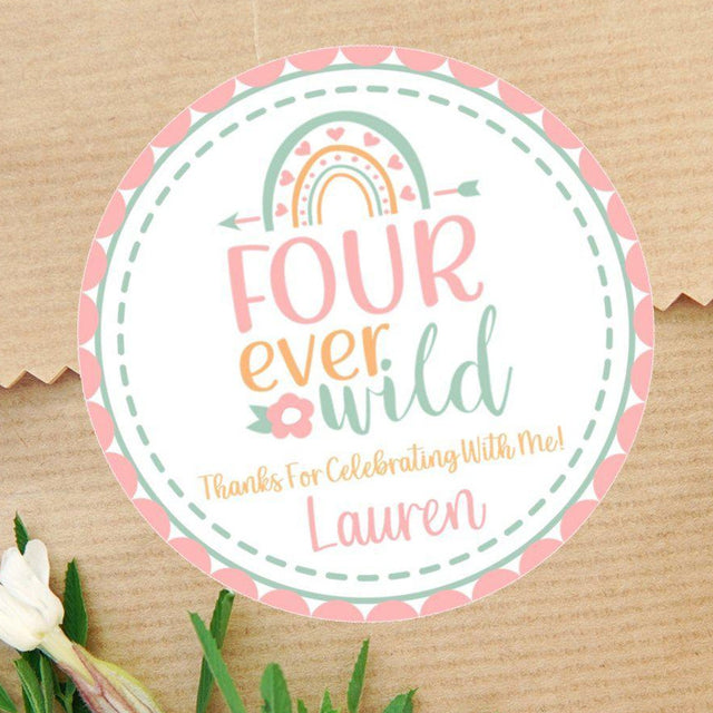 Four Ever Wild tribal 4th birthday sticker