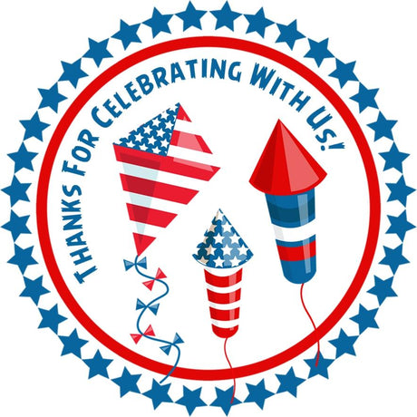 Fourth of July fireworks rocket party stickers