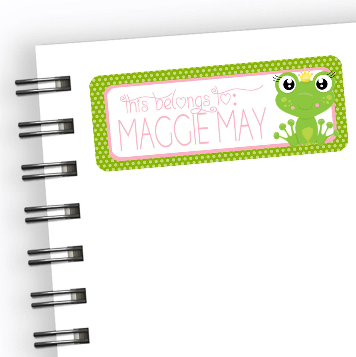 Frog prince back to school name label with green border
