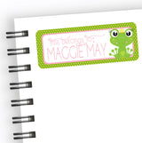 Frog prince back to school name label with green border