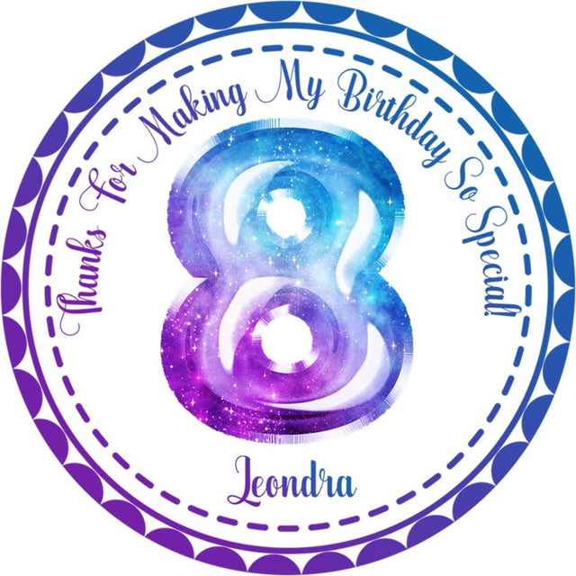 Galaxy sticker with balloon-style number illustration
