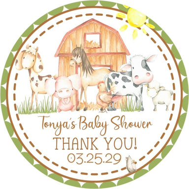 Gender Neutral Barnyard Farm Animals Baby Shower Stickers
