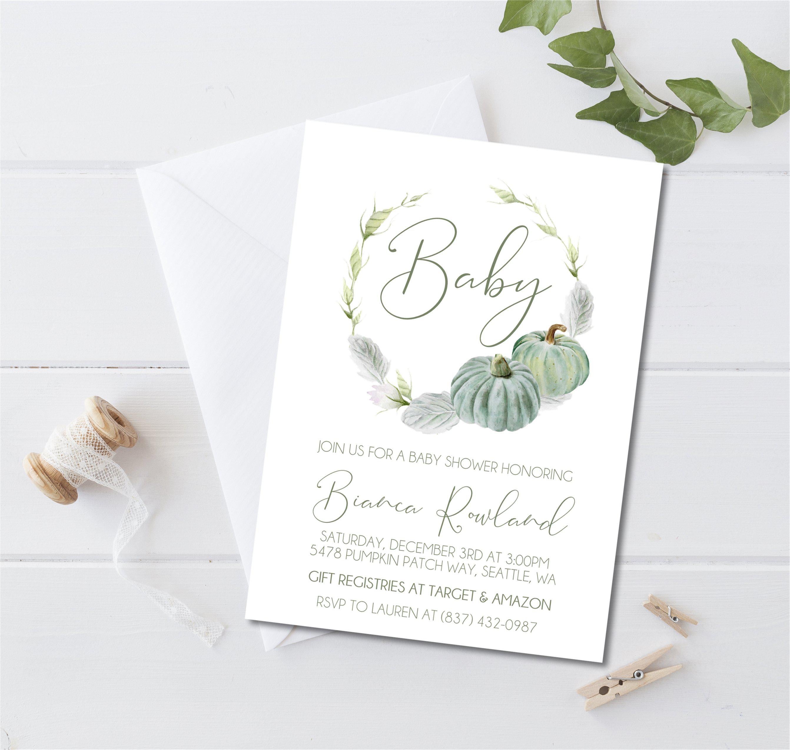 Baby Shower Invitation Eucalyptus Baby Shower Invite Greenery Baby