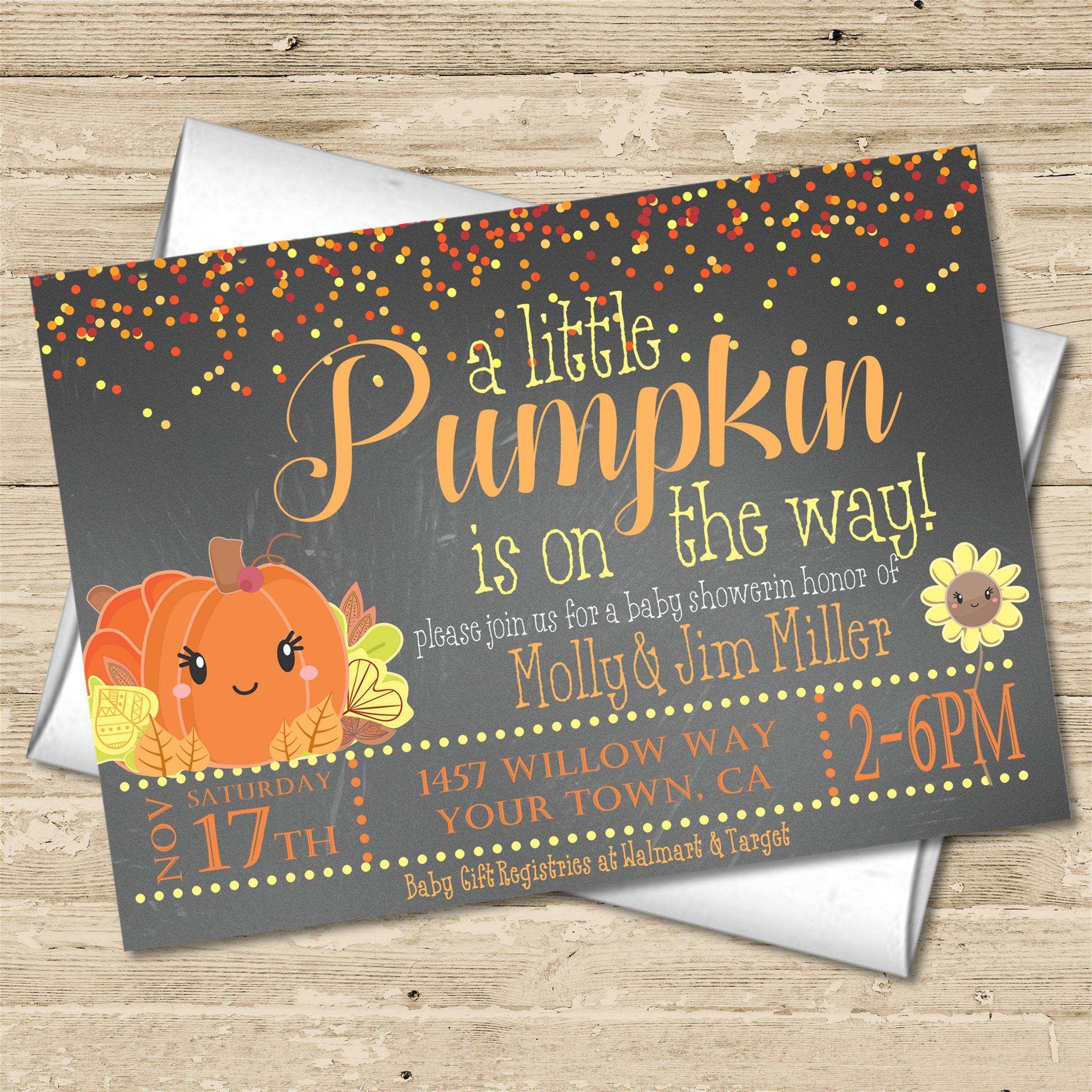 Gender Neutral Fall Pumpkin Baby Shower Invitations