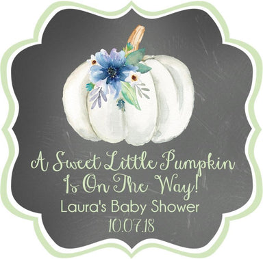 Gender Neutral Fall Pumpkin Baby Shower Stickers Or Favor Tags