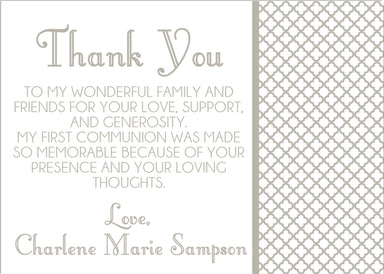 Gender Neutral First Communion Thank You Cards