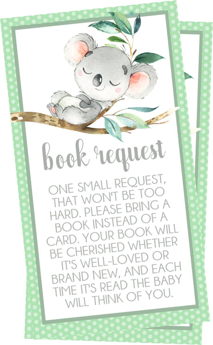 Gender Neutral Koala Book Request Cards
