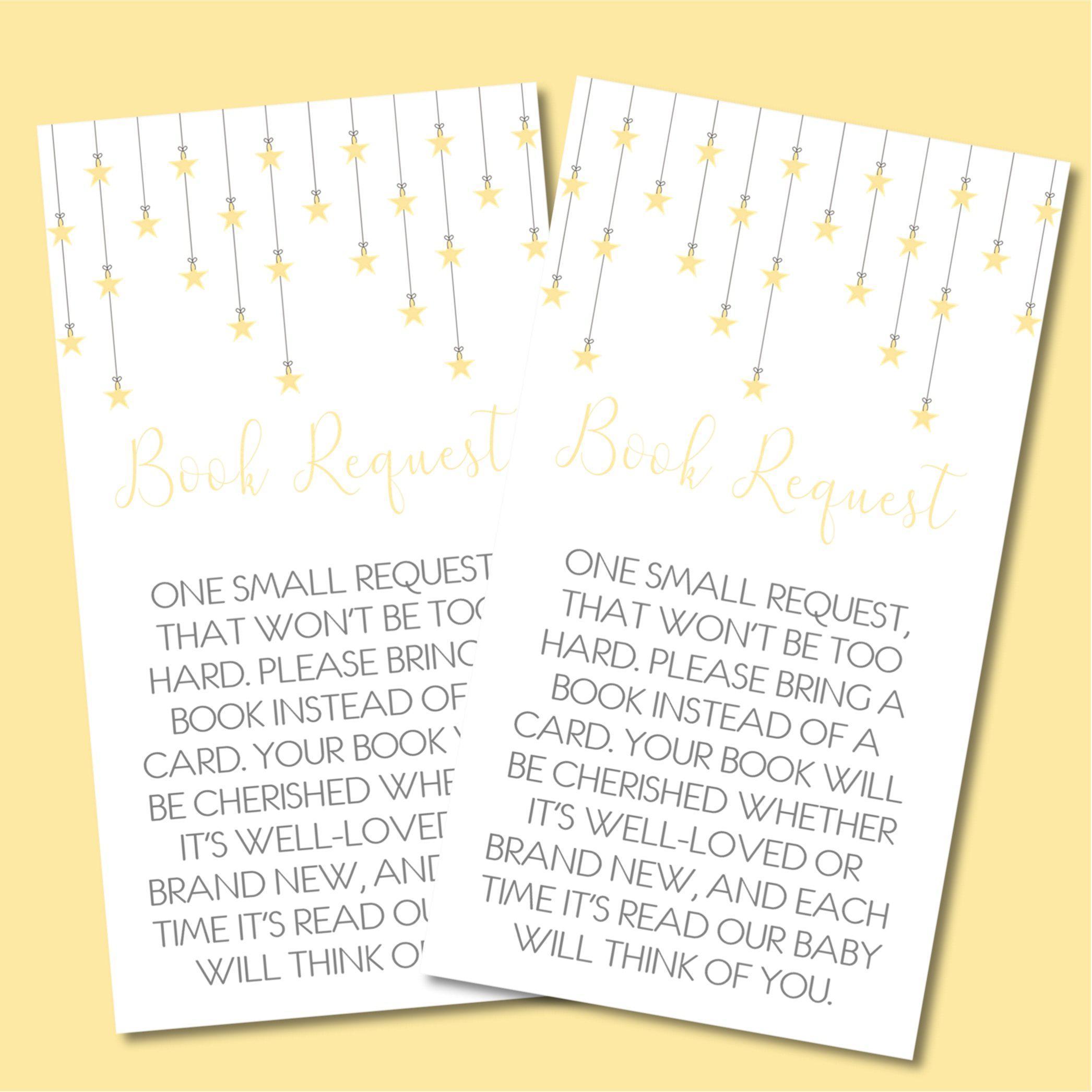 Gender Neutral Little Star Book Request Cards
