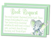 Gender Neutral Mint Elephant Book Request Cards