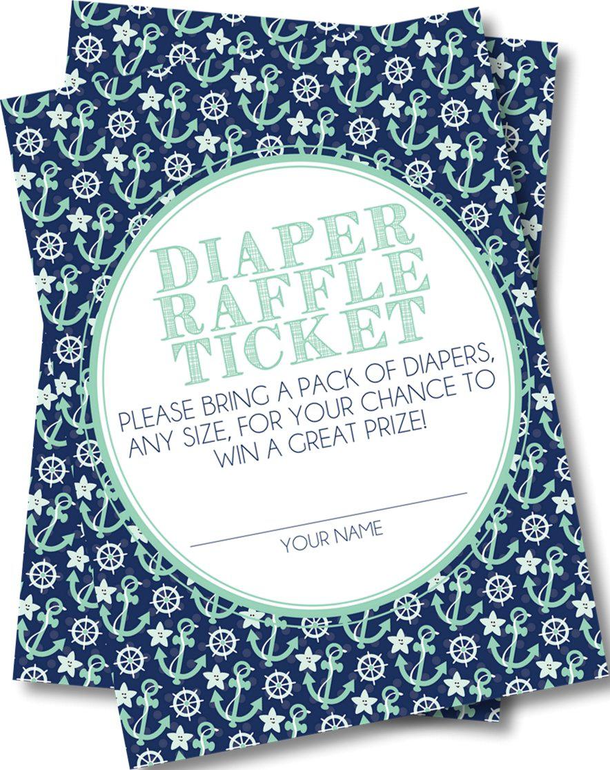Gender Neutral Nautical Anchor Diaper Raffle Tickets — Party Beautifully