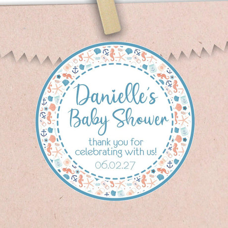Gender Neutral Nautical Baby Shower Stickers Or Favor Tags