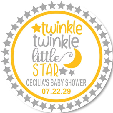 Gender Neutral Twinkle Little Star Baby Shower Stickers Or Favor Tags