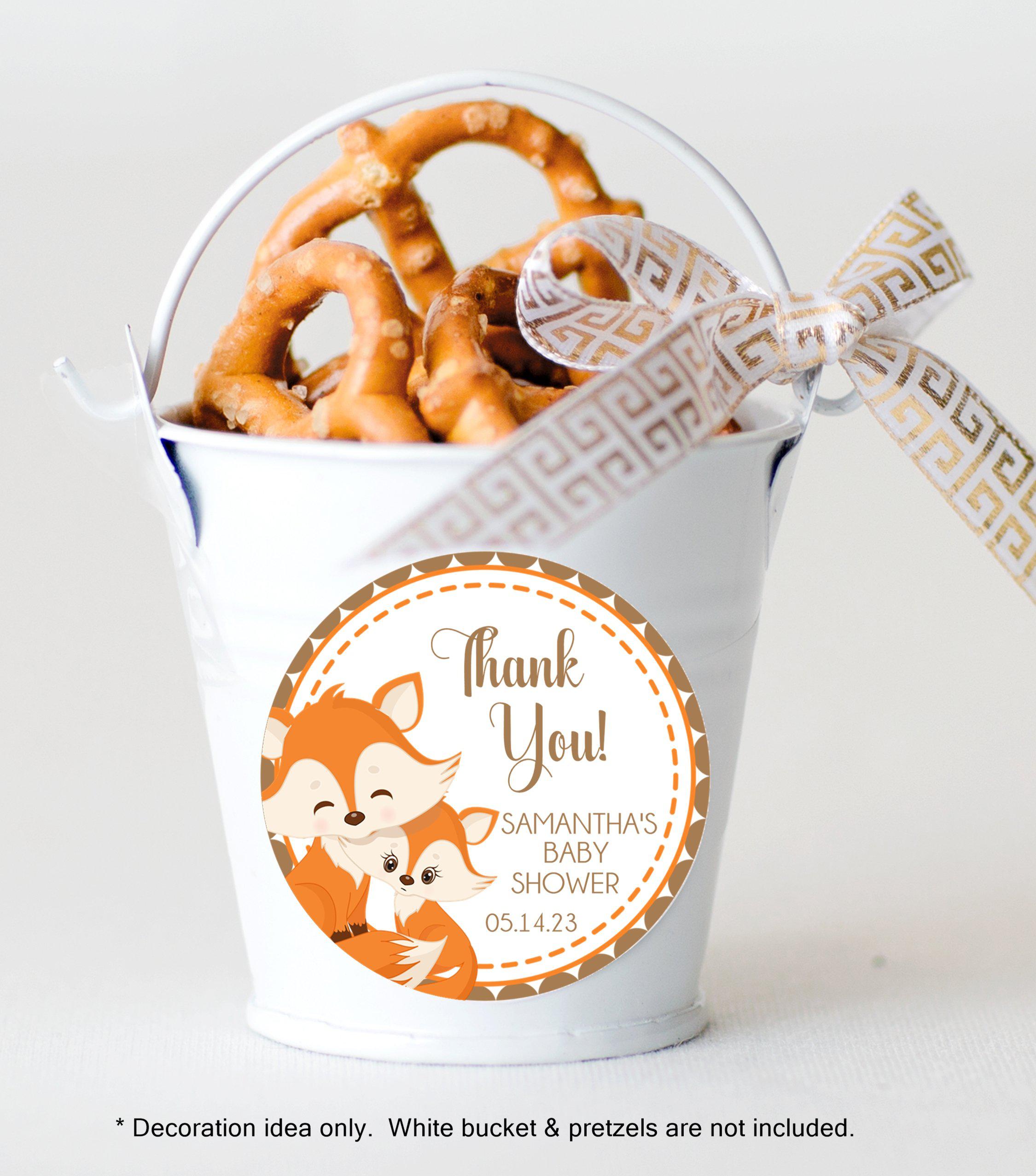 Gender Neutral Woodland Fox Baby Shower Stickers Or Favor Tags
