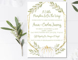 Gender Neutral fall pumpkin baby shower invitations