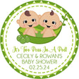 Gender neutral twin baby pea pod sticker with green scalloped edge