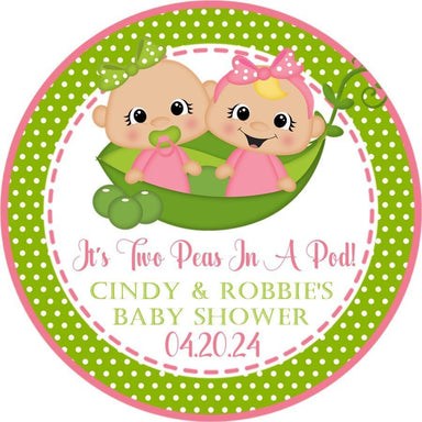 Girl Twins Two Peas In A Pod Baby Shower Stickers Or Favor Tags