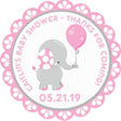 Girl baby shower stickers – pink elephant with balloon