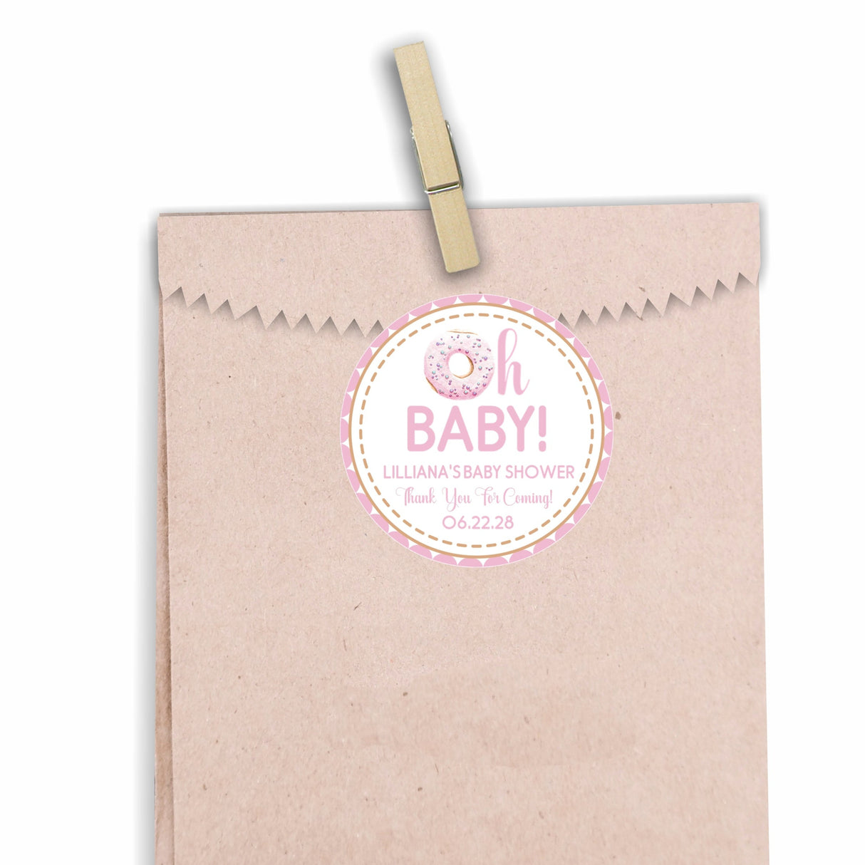 Girl donut baby shower sticker