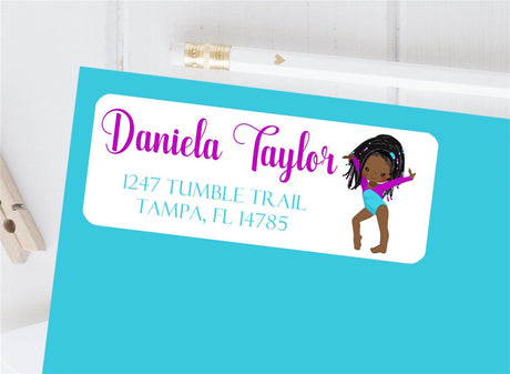 Girl gymnastics return address labels for envelopes