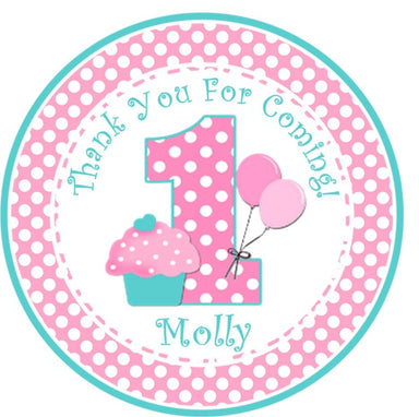 Girls 1st Birthday Party Stickers Or Favor Tags