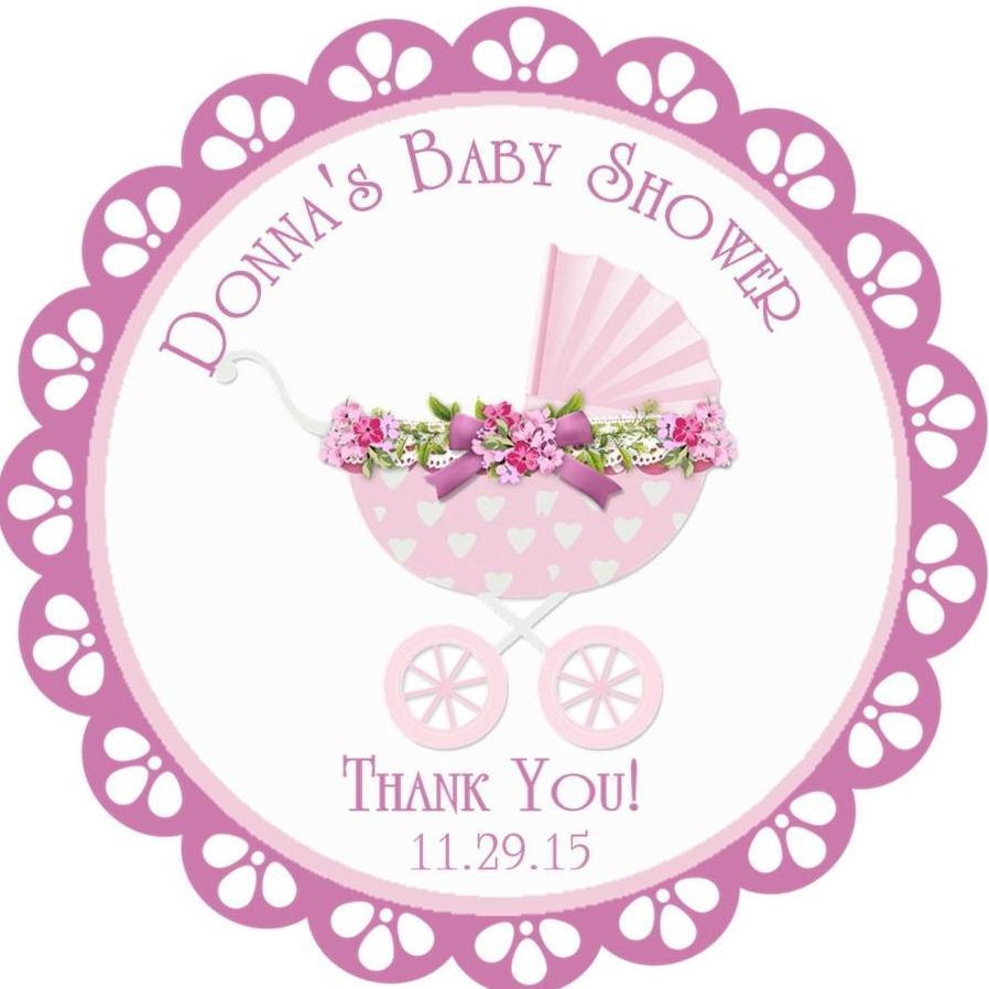 Girls Baby Carriage Baby Shower Stickers