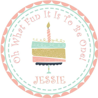 Girls Cake 1st Birthday Party Stickers