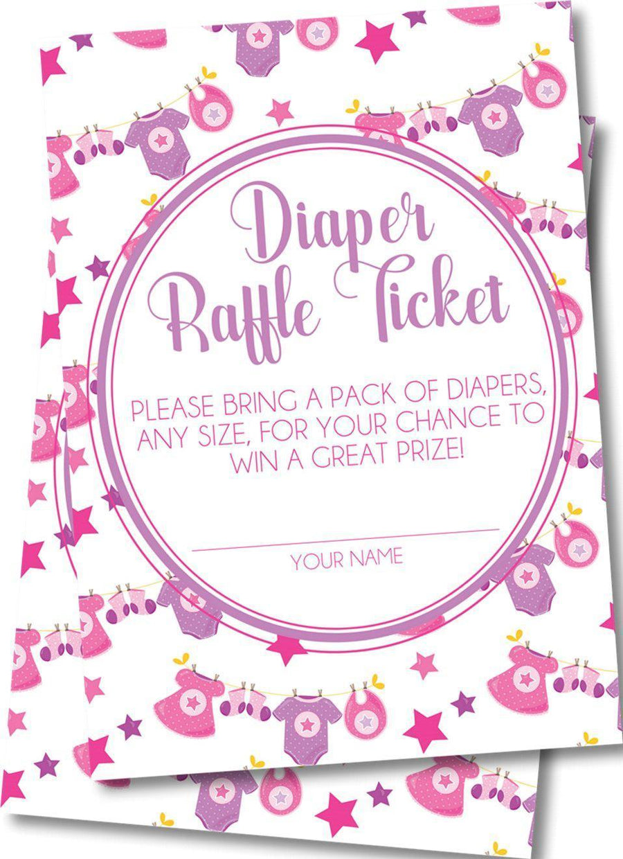Girls Clothesline Diaper Raffle Tickets – Party Beautifully