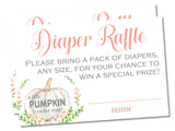 Girls Fall Pumpkin Diaper Raffle Tickets