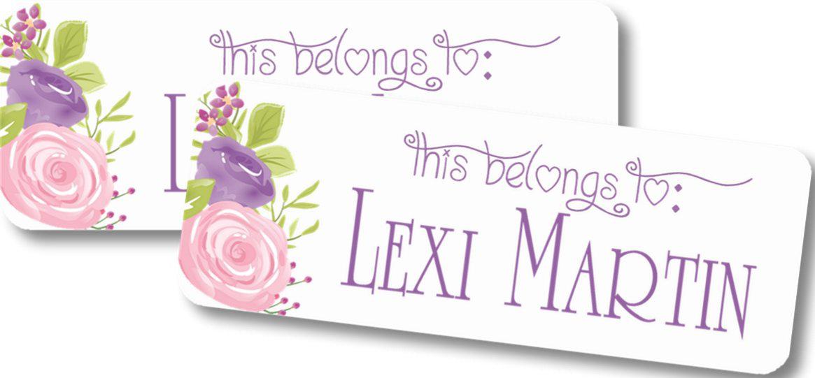 Girls Floral Back To School Supply Name Labels
