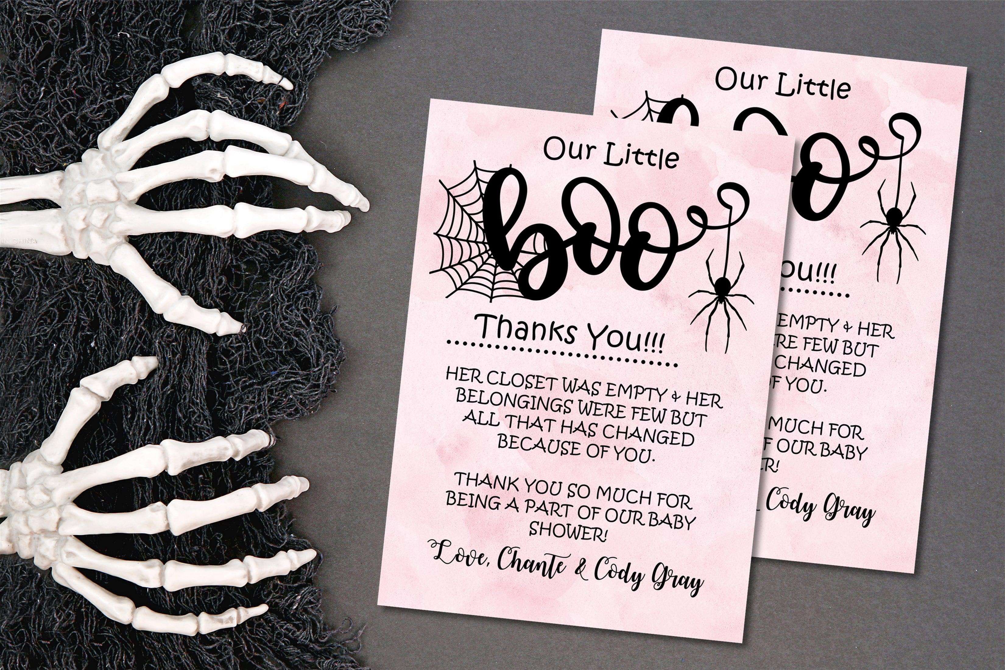 Girls Halloween Baby Shower Thank You Cards