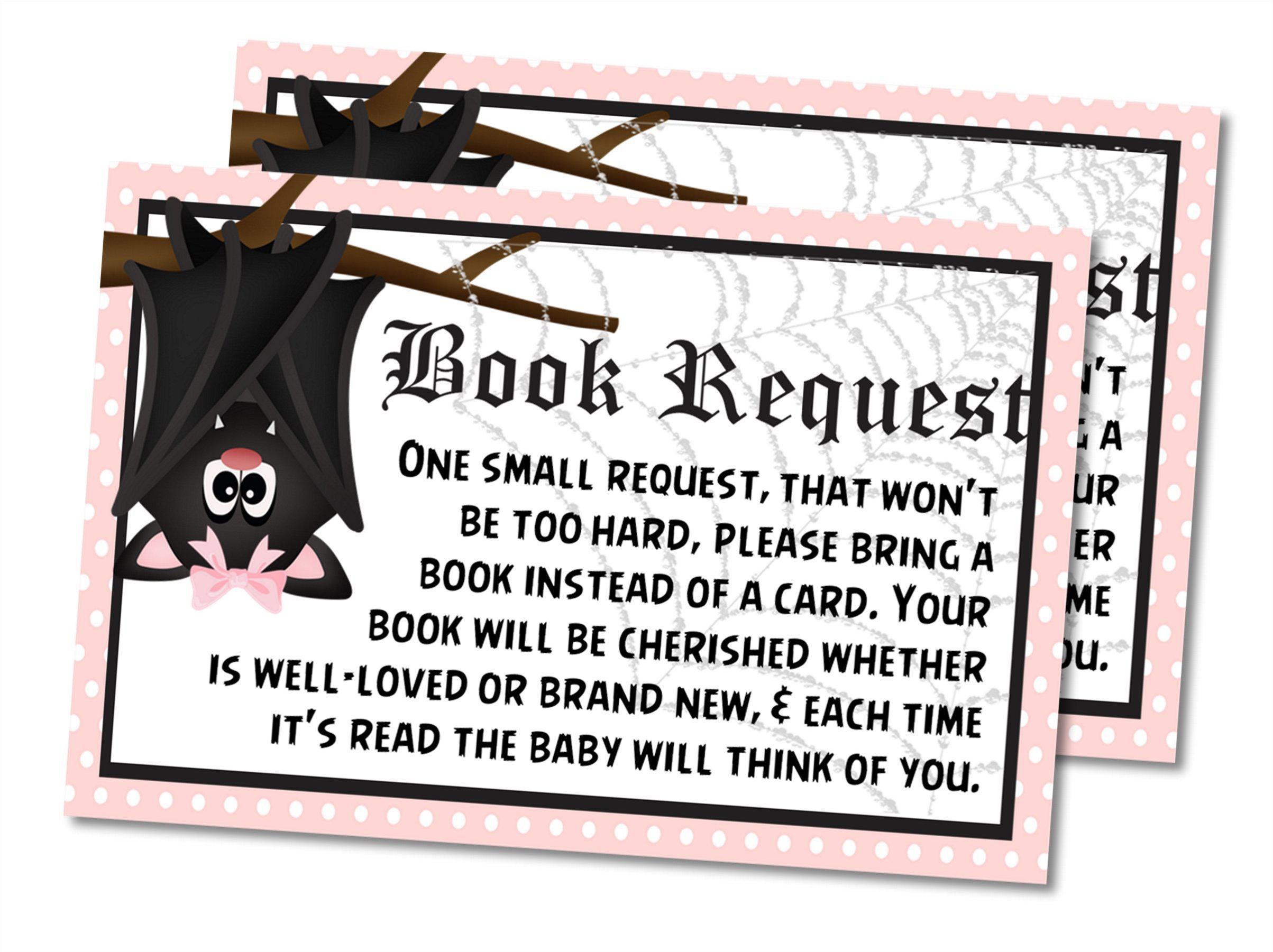Girls Halloween Book Request Cards