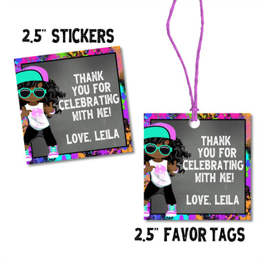 Girls Hip Hop Birthday Party Stickers Or Favor Tags