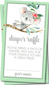 Girls Koala Diaper Raffle Tickets