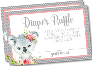 Girls Koala Diaper Raffle Tickets
