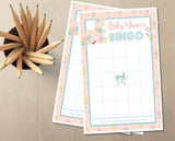 Girls Llama Baby Shower Bingo Cards