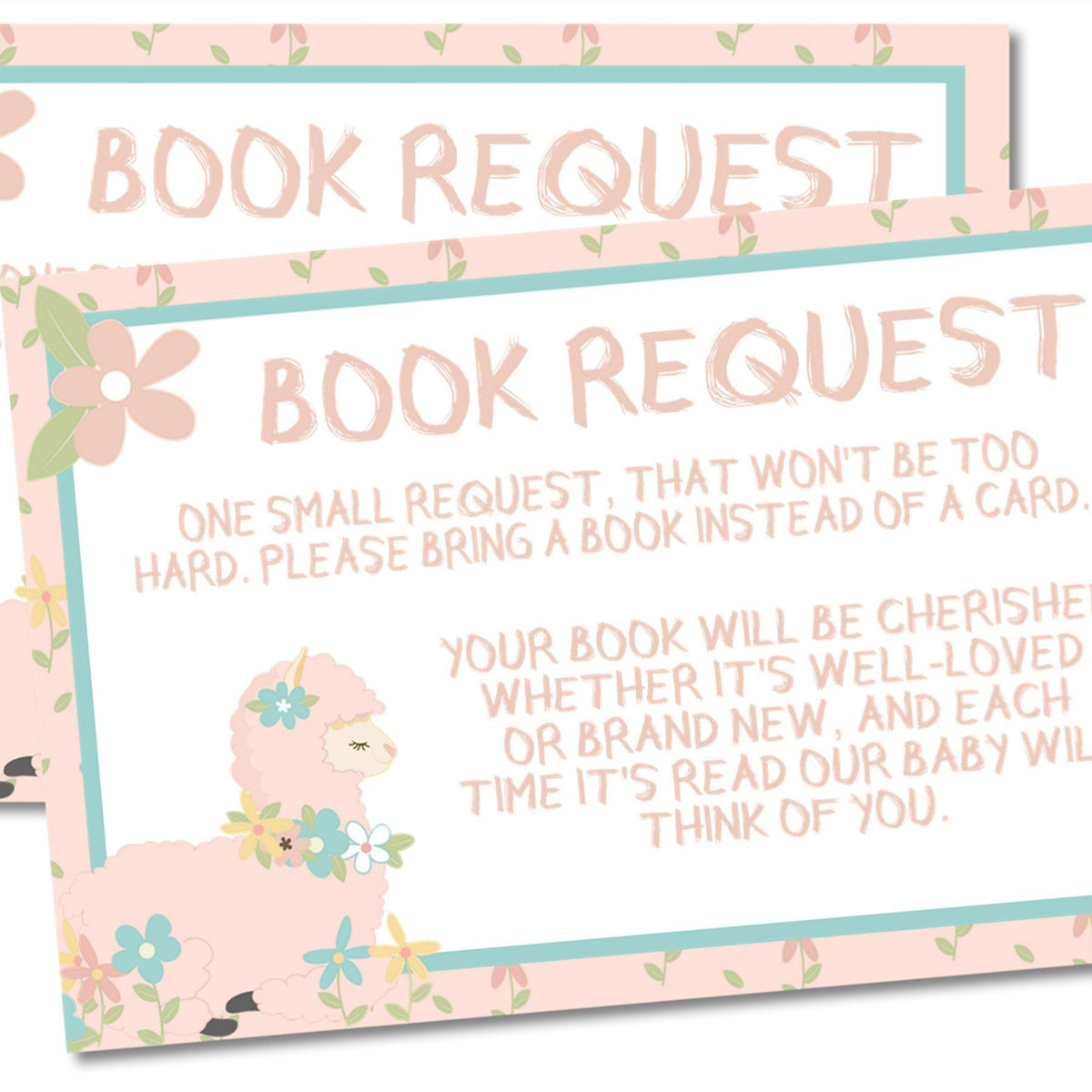 Girls Llama Book Request Cards – Party Beautifully