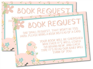 Girls Llama Book Request Cards