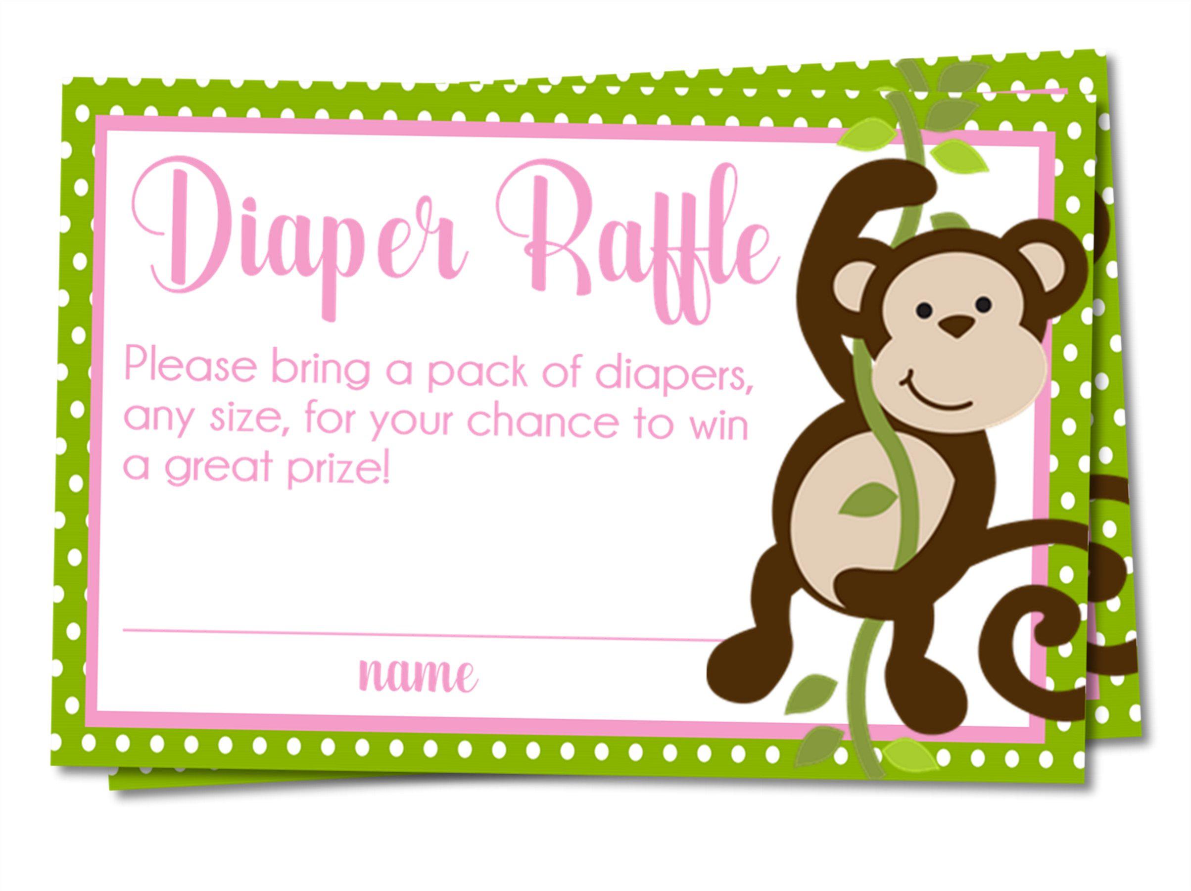 Girls Monkey Diaper Raffle Tickets