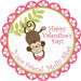 Girls Monkey Valentine's Day Stickers
