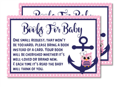 Girls Nautical Anchor Book Request Cards