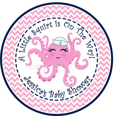 Girls Nautical Baby Shower Stickers Or Favor Tags