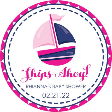 Girls Nautical Sailboat Baby Shower Stickers Or Favor Tags