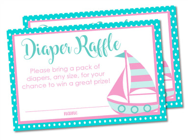 Girls Nautical Sailboat Diaper Raffle Tickets