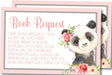 Girls Panda Book Request Cards