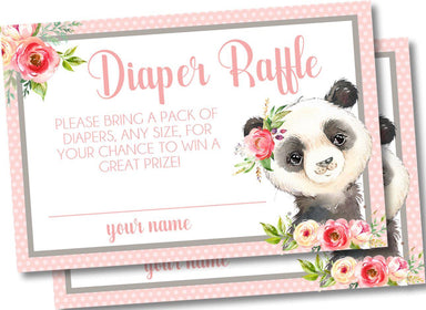 Girls Panda Diaper Raffle Tickets