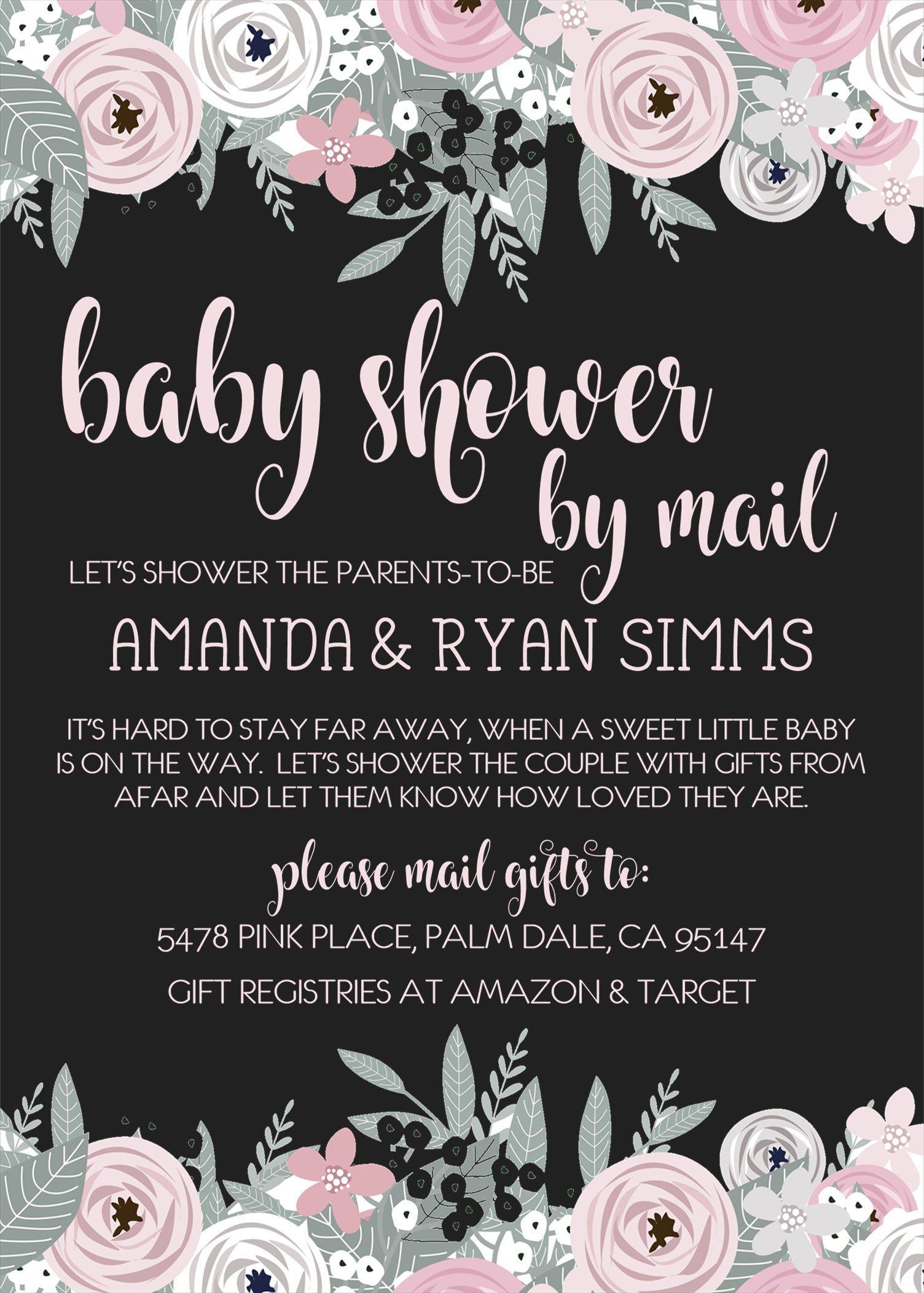 Girls Pink And Grey Baby Shower By Mail Invitations
