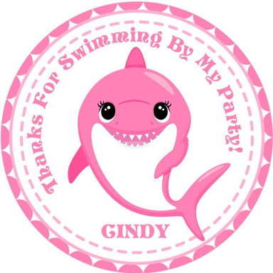 Girls Pink Baby Shark Birthday Party Stickers