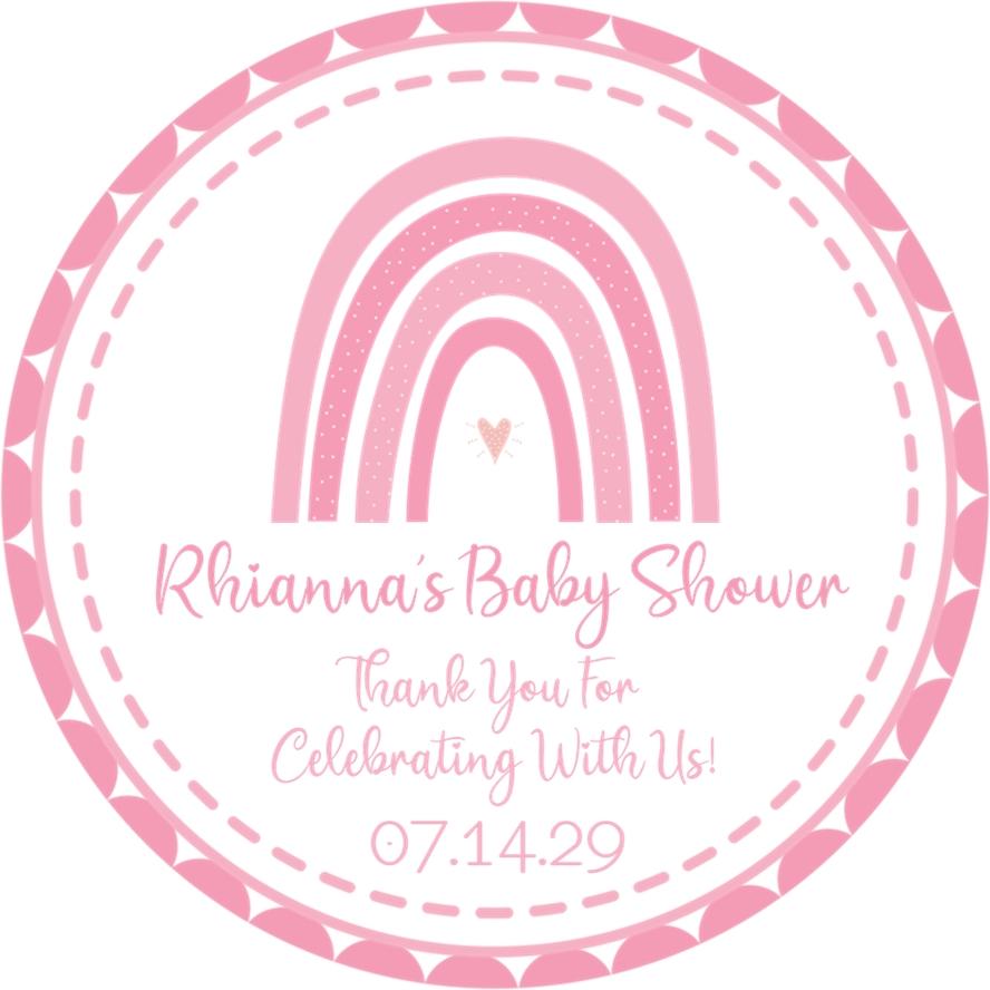 Girls Pink Boho Rainbow Baby Shower Stickers