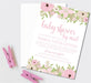 Girls Pink Floral Baby Shower By Mail Invitations